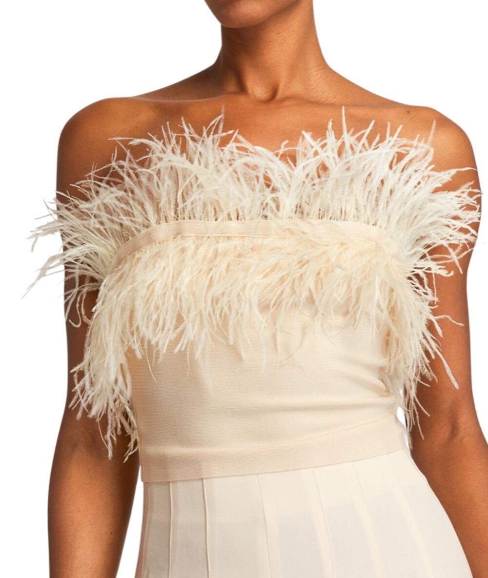 Staud Nellie Feather Trim Bandeau Top